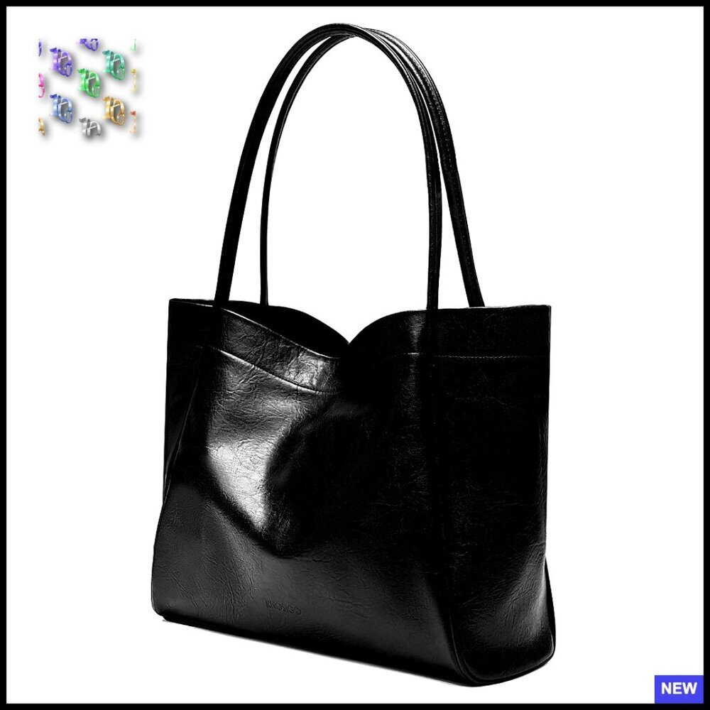 Vegan Leather Tote Shoulder Bag Classic Elegant Work Travel Purse Durable